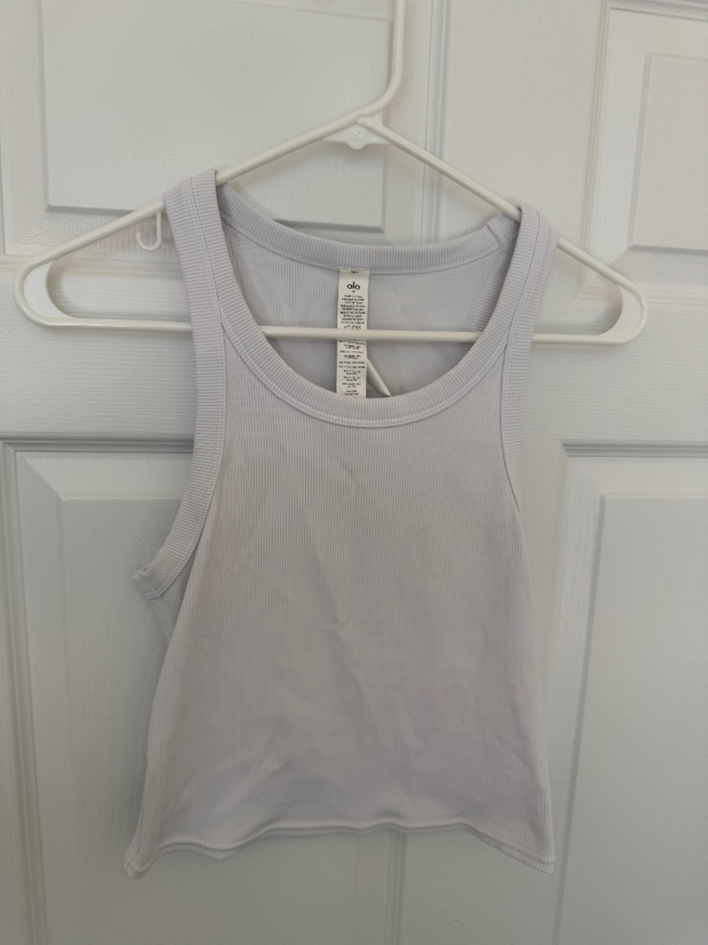 Alo Yoga White Ribbed Racerback Tank Top Size M
